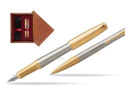 Parker Urban Premium Aureate Powder GT Fountain Pen + Ballpoint Pen in a Gift Box  double wooden box Mahogany Double Maroon