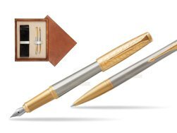 Parker Urban Premium Aureate Powder GT Fountain Pen + Ballpoint Pen in a Gift Box  double wooden box Mahogany Double Ecru