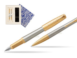 Parker Urban Premium Aureate Powder GT Fountain Pen + Ballpoint Pen in a Gift Box  Universal Crystal Blue