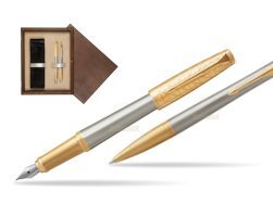 Parker Urban Premium Aureate Powder GT Fountain Pen + Ballpoint Pen in a Gift Box  double wooden box Wenge Double Ecru
