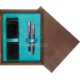 Double Wooden Box Wenge Turquoise Double Wooden Box Wenge Turquoise