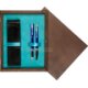 Double Wooden Box Wenge Turquoise Double Wooden Box Wenge Turquoise