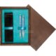 Double Wooden Box Wenge Turquoise Double Wooden Box Wenge Turquoise