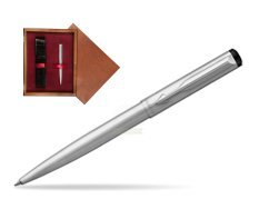 Parker Vector Stainless Steel Ballpoint Pen  single wooden box Mahogany Single Maroon