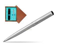 Parker Vector Stainless Steel Ballpoint Pen  single wooden box  Mahogany Single Turquoise
