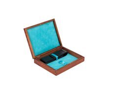 Double Wooden box turquoise mahogany