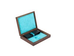 Double Wooden box turquoise wenge