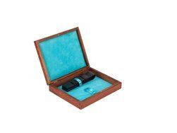 Single Wooden box turquoise  mahogany