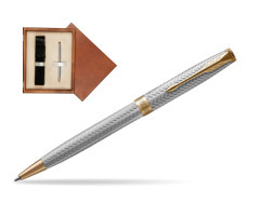 Parker Sonnet Fougere GT Ballpoint Pen  single wooden box  Mahogany Single Ecru