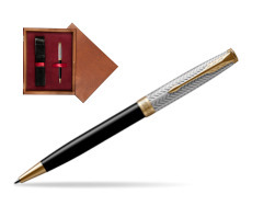Parker Sonnet Fougère & Black GT Ballpoint Pen  single wooden box Mahogany Single Maroon