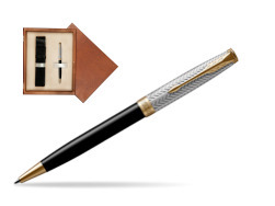 Parker Sonnet Fougère & Black GT Ballpoint Pen  single wooden box  Mahogany Single Ecru