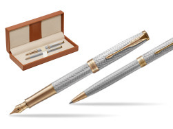 "Parker Sonnet Fougère GT Fountain Pen + Ballpoint Pen in a Gift Box
"  in classic box brown