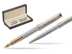 "Parker Sonnet Fougère GT Fountain Pen + Ballpoint Pen in a Gift Box
"  in classic box  pure black