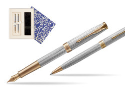"Parker Sonnet Fougère GT Fountain Pen + Ballpoint Pen in a Gift Box
"  Universal Crystal Blue