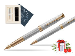 "Parker Sonnet Fougère GT Fountain Pen + Ballpoint Pen in a Gift Box
"  Christmas navy blue