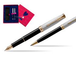 Parker Sonnet Fougère & Black GT Fountain Pen + Ballpoint Pen in a Gift Box  Love