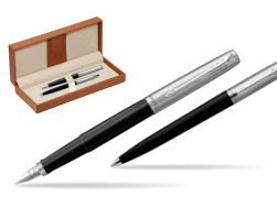 Parker Jotter Originals Black CT Fountain Pen + Ballpoint Pen in a Gift Box  in classic box brown