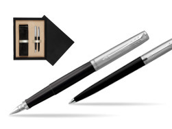 Parker Jotter Originals Black CT Fountain Pen + Ballpoint Pen in a Gift Box  double wooden box Black Double Ecru