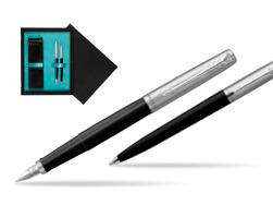 Parker Jotter Originals Black CT Fountain Pen + Ballpoint Pen in a Gift Box  double wooden box Black Double Turquoise