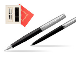Parker Jotter Originals Black CT Fountain Pen + Ballpoint Pen in a Gift Box  "Red Love"