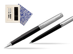 Parker Jotter Originals Black CT Fountain Pen + Ballpoint Pen in a Gift Box  Universal Crystal Blue