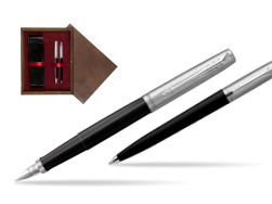 Parker Jotter Originals Black CT Fountain Pen + Ballpoint Pen in a Gift Box  double wooden box Wenge Double Maroon