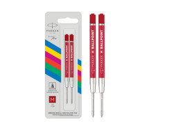Two Parker QUINKflow Ballpoint Refills Red (M)