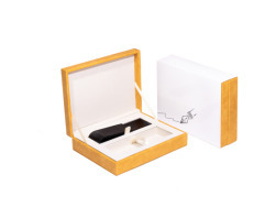 Yellow suede gift box with pen pouch