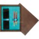 Double Wooden Box Wenge Turquoise Double Wooden Box Wenge Turquoise