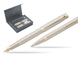 Parker set Fountain Pen + Ballpoint Pen IM PROFESSIONALS MONOCHROME CHAMPAGNE in Parker gift box Duo 2022