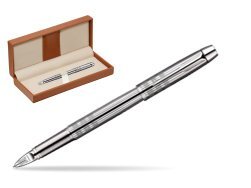 Parker IM Premium Shiny Chrome Metal Chiselled CT Parker 5TH Technology  in classic box brown