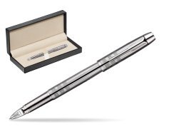 Parker IM Premium Shiny Chrome Metal Chiselled CT Parker 5TH Technology  in classic box  pure black
