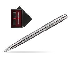 Parker IM Premium Shiny Chrome Metal Chiselled CT Parker 5TH Technology  single wooden box  Black Single Maroon