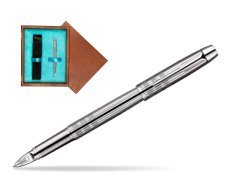 Parker IM Premium Shiny Chrome Metal Chiselled CT Parker 5TH Technology  single wooden box  Mahogany Single Turquoise