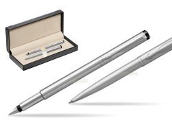 Parker Vector Stainless Steel CT Fountain Pen + Parker Vector Stainless Steel CT Ballpoint Pen  in classic box  black