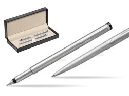 Parker Vector Stainless Steel CT Fountain Pen + Parker Vector Stainless Steel CT Ballpoint Pen  in classic box  pure black