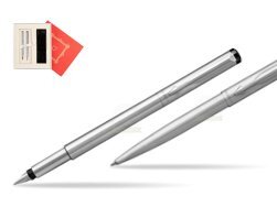 Parker Vector Stainless Steel CT Fountain Pen + Parker Vector Stainless Steel CT Ballpoint Pen  "Red Love"