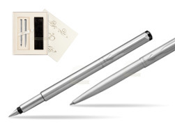 Parker Vector Stainless Steel CT Fountain Pen + Parker Vector Stainless Steel CT Ballpoint Pen  Gift Box