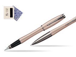 Parker Urban Premium Metallic Pink Lacquer Fountain Pen + Parker Urban Premium Metallic Pink Lacquer Ballpoint Pen in a Gift Box  Universal Crystal Blue