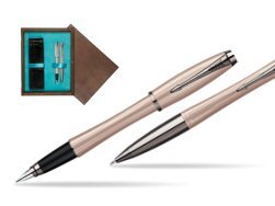Parker Urban Premium Metallic Pink Lacquer Fountain Pen + Parker Urban Premium Metallic Pink Lacquer Ballpoint Pen in a Gift Box  double wooden box Wenge Double Turquoise
