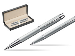 Parker IM Silver CT Fountain Pen + Parker IM Silver CT Ballpoint Pen in a Gift Box  in classic box  black