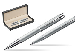 Parker IM Silver CT Fountain Pen + Parker IM Silver CT Ballpoint Pen in a Gift Box  in classic box  pure black