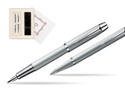 Parker IM Silver CT Fountain Pen + Parker IM Silver CT Ballpoint Pen in a Gift Box  "Pure Love"
