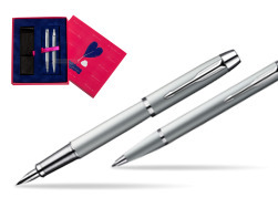 Parker IM Silver CT Fountain Pen + Parker IM Silver CT Ballpoint Pen in a Gift Box  Love