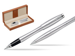 Parker Urban Classic Metro Metallic CT Fountain Pen + Parker Urban Classic Metro Metallic CT Ballpoint Pen in a Gift Box  in classic box brown