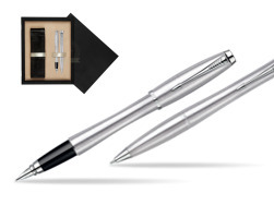 Parker Urban Classic Metro Metallic CT Fountain Pen + Parker Urban Classic Metro Metallic CT Ballpoint Pen in a Gift Box  double wooden box Black Double Ecru