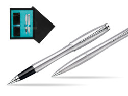 Parker Urban Classic Metro Metallic CT Fountain Pen + Parker Urban Classic Metro Metallic CT Ballpoint Pen in a Gift Box  double wooden box Black Double Turquoise