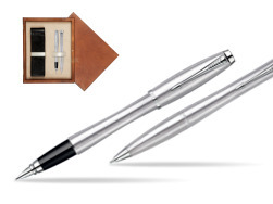 Parker Urban Classic Metro Metallic CT Fountain Pen + Parker Urban Classic Metro Metallic CT Ballpoint Pen in a Gift Box  double wooden box Mahogany Double Ecru