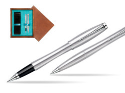 Parker Urban Classic Metro Metallic CT Fountain Pen + Parker Urban Classic Metro Metallic CT Ballpoint Pen in a Gift Box  double wooden box Mahogany Double Turquoise 