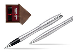 Parker Urban Classic Metro Metallic CT Fountain Pen + Parker Urban Classic Metro Metallic CT Ballpoint Pen in a Gift Box  double wooden box Wenge Double Maroon
